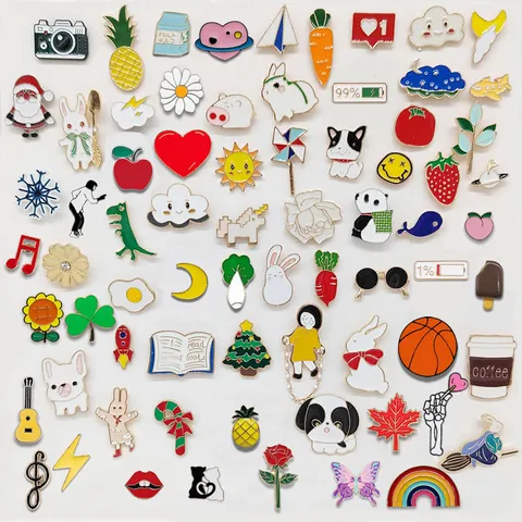 Broche Esmaltado de Dibujos Animados Surtido Lindo Aleación Animal Planta Insignia Solapa Pin Joyería de Moda Para Mujer Hombres Regalo