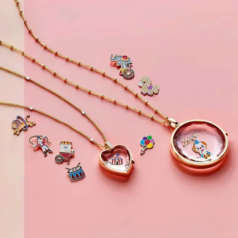 Copper Glass Locket Pendant Necklace Openable Floating DIY Jewelry Rhinestone Gold Silver Plated Fashion Gift For Women