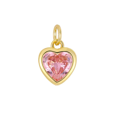 Joyería DIY Colgante de Corazón Accesorio de Collar Cobre Chapado en Oro Circonia Piedra de Nacimiento Colgante de Corazón para Collar Mujer