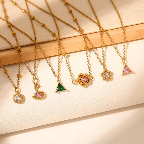 Minimalist Stainless Steel Swan Rose Star Pendant Necklace Gold Silver Plated Rhinestone Fashion Jewelry For Women