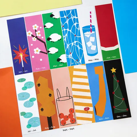 Mr Paper Serie Laboratorio de Tiempo Calendario de Marcadores Creativo Calendario de Escritorio Ilustración Abstracta Nota Decoración para Oficina Escuela