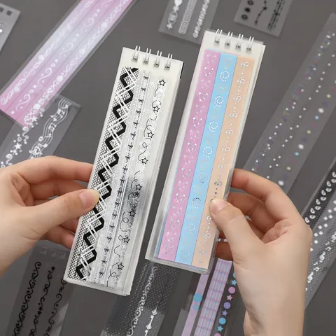 PET Sticker Book Narrow Tape Series Korean Style Transparent Hot Silver Scrapbooking Stickers For Journal DIY Decoration