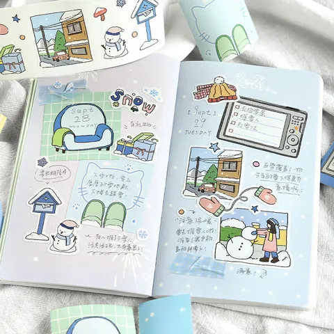 Washi Tape Découpé Série Conte Saisonnier Minimaliste Littéraire Scrapbooking Ruban de Masquage Matériel Décoratif Pour Planificateur Journal DIY Art