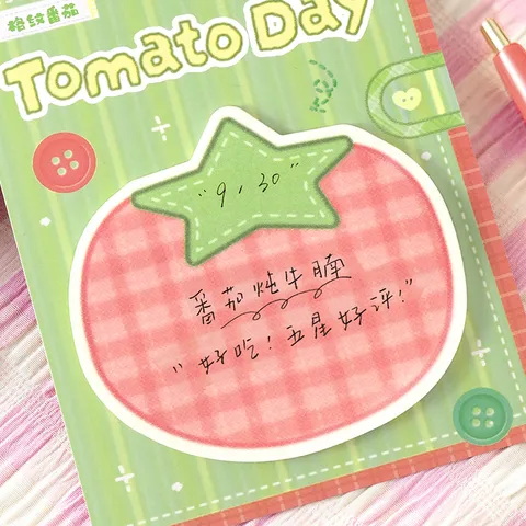 NOTE FOR Serie Diaria de Tela No Tejida Notas Adhesivas Estilo Coreano Fresco Ins Postre Champiñón Tomate Bloc de Notas Para Diario Escuela Oficina Papelería