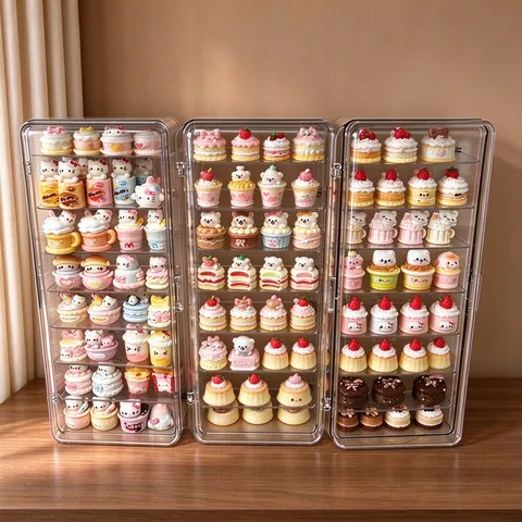Boîte de Rangement de Bureau en PET Transparent Présentoir Antipoussière Pour Figurines Blind Box Mini Jouets Collection Organisateur