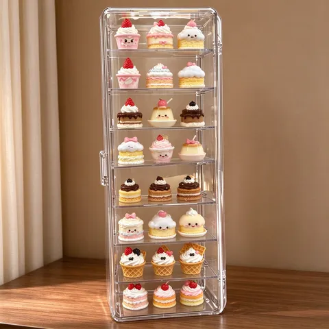Boîte de Rangement de Bureau en PET Transparent Présentoir Antipoussière Pour Figurines Blind Box Mini Jouets Collection Organisateur