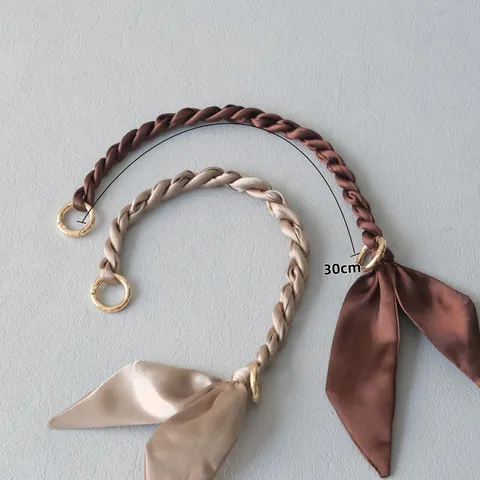 Elegante Correa Trenzada de Satén Asa de Repuesto para Bolso de Mujer Accesorios Con Anillos de Aleación Dorada Cadena Corta Minimalista