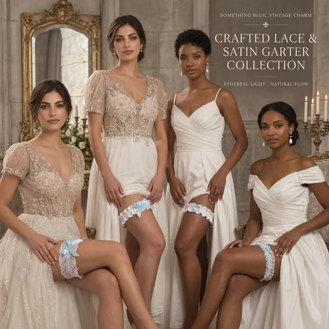 Giarrettiera da Sposa in Pizzo Bianco Raso Fiocco Blu Perla Artificiale Strass Cuore Fascia per Gamba Matrimonio Gioielli Donna