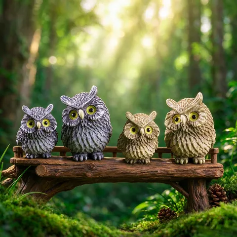 Realistic Owl Resin Figurine Miniature Simulation Bird Statue For Micro Landscape Garden DIY Decor Desktop Ornament