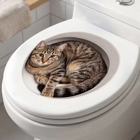 3D Dier Kat Toilet Sticker Waterdicht PVC Badkamer Decal Creatieve Home Decoratie Muursticker Voor Badkamer Toilet