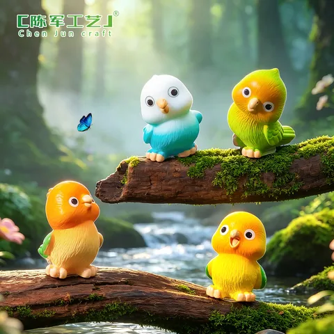 Miniature Resin Parrot Figurine Cute Animal Bird Statue For Micro Landscape Fairy Garden DIY Terrarium Succulent Pot Decor Accessories