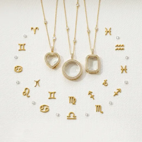 Koperen Glas Medaillon Halsketting Openbare Ronde Hart Vierkante Hanger Met Dierenriemtekens DIY Sieraden Cadeau Voor Vrouwen
