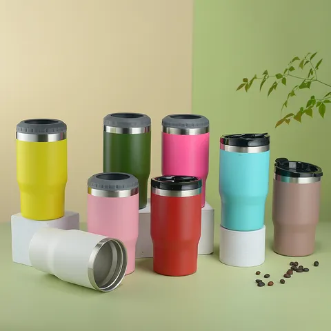 Stainless Steel Insulated Tumbler Vacuum Can Cooler Double Wall Car Mug Portable Travel Drinkware With Leak Proof Lid