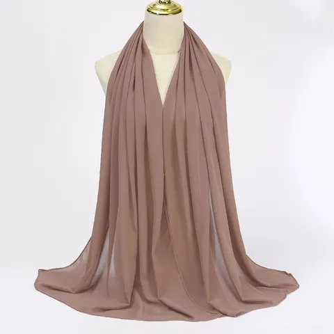 Solid Color Chiffon Long Scarf Women Muslim Hijab Headscarf Versatile Shawl Ethnic Style Lightweight Neck Scarf
