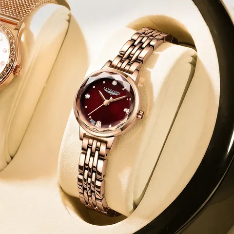 Montre à Quartz pour Femme Boîtier en Alliage Bracelet en Acier Inoxydable Étanche Mode Décontracté Montre-Bracelet Élégante