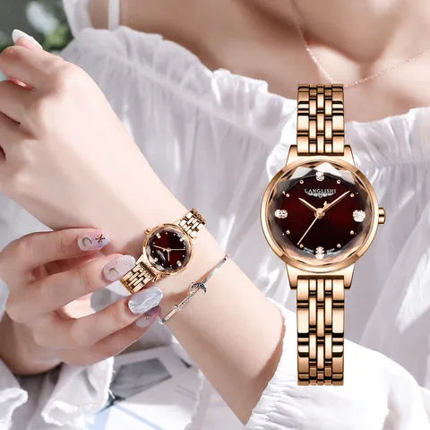Montre à Quartz pour Femme Boîtier en Alliage Bracelet en Acier Inoxydable Étanche Mode Décontracté Montre-Bracelet Élégante