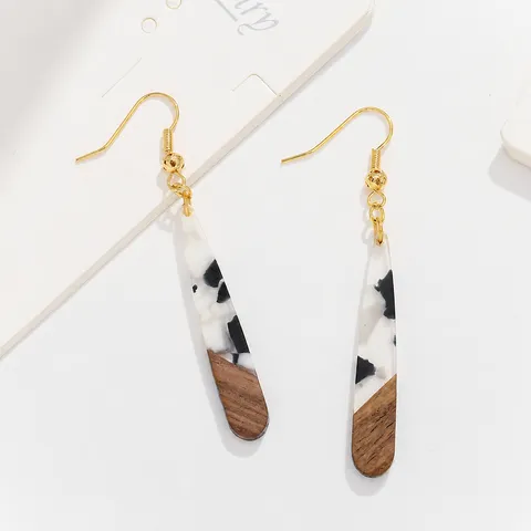 Vintage DIY Resina E Legno Lungo Pendente Goccia D'acqua Ciondoli Geometrici Per Orecchini Collana Creazione Gioielli Artigianato Accessori