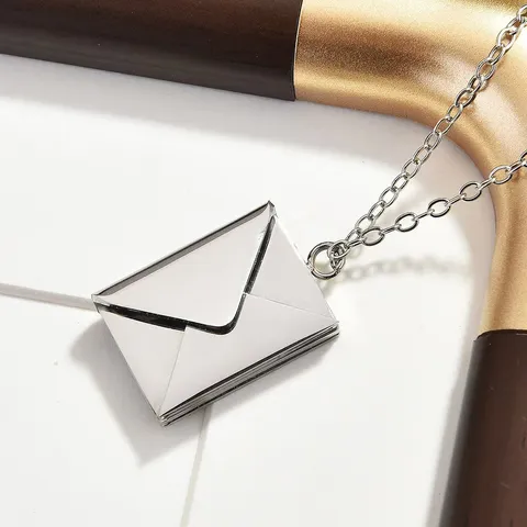 Titanstahl Umschlag Anhänger Halskette Buchform Faltdesign Mode Schmuck Geschenk Für Unisex