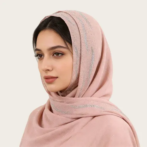 Écharpe Chiffon Mode Femme Élégante Couleur Unie Strass Long Hijab Écharpe Châle Polyvalent