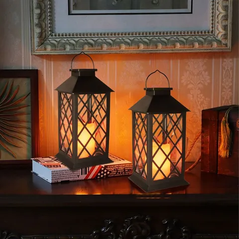 Retro Iron Solar Candle Palace Lantern Outdoor Garden Yard Decorative Light Waterproof LED Solar Powered Lamp