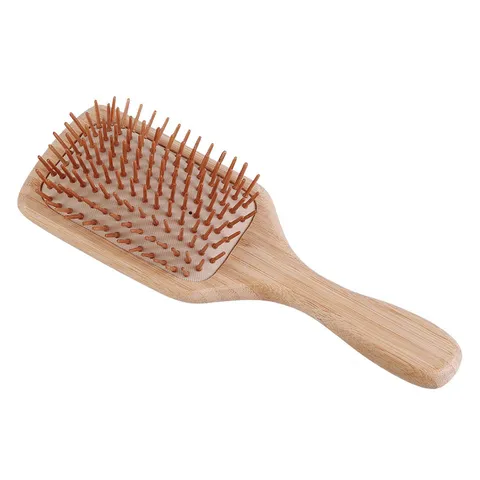 Spazzola per Capelli con Cuscinetto in Bambù Naturale Massaggiatore per Cuoio Capelluto in Silicone Spazzola Piatta Districante per Capelli Lunghi e Spessi Uso Quotidiano