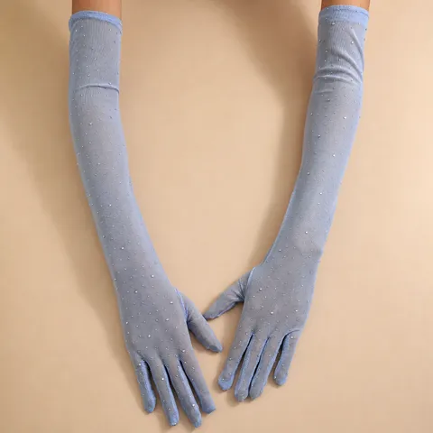 Women Long Opera Length Sheer Mesh Gloves Elastic Breathable Formal Evening Party Wedding Dress Accessory Vintage Style