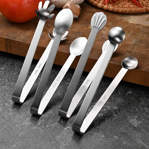 304 Stainless Steel Ice Tongs Serrated Sugar Tongs Electroplated Food Tongs For Appetizers Ice Cubes Sugar Cubes Coffee Bar Party Utensils
