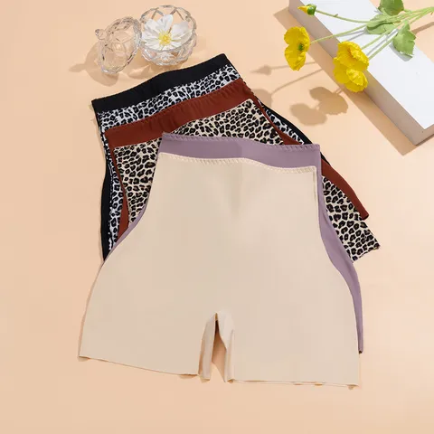 Women High Waist Seamless Panties Leopard Print Sexy Safety Shorts Breathable Polyamide Yoga Underwear Slim Fit Bottom Lingerie
