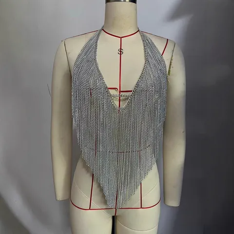 Catena del Corpo con Frange in Metallo Punk per Donna Gilet con Nappe in Lega Bralette Gioielli Sexy Senza Schienale per Party Club Festival Musicale Accessorio Streetwear