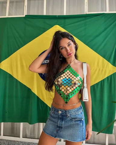 Women Sexy Halter Backless Top Acrylic Sequin Patchwork Camisole Nightclub Party Rave Short Vest Crop Top Fashion Top