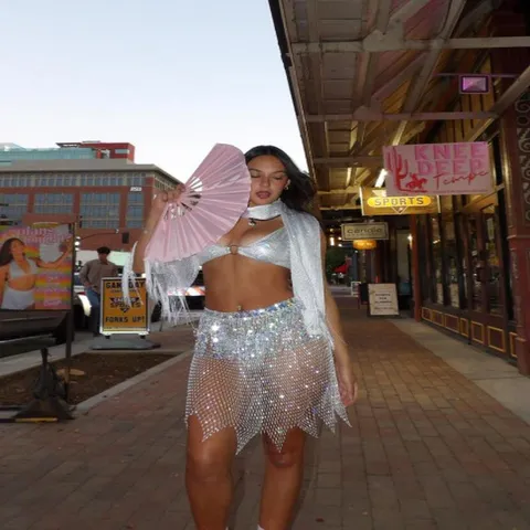 Falda Corta de Discoteca Sexy para Mujer con Retazos de Lentejuelas y Diamantes de Imitación Malla de Rejilla Minifalda de Cintura Alta