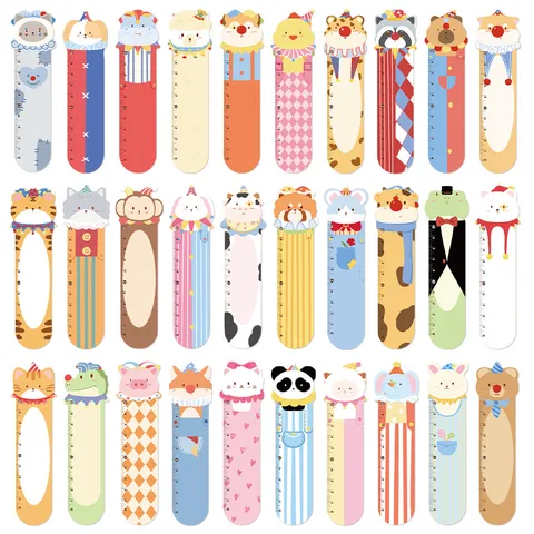 Cute Cartoon Animal Circus Paper Bookmarks With Ruler Function Creative Student Reading Page Markers Stationery Gift