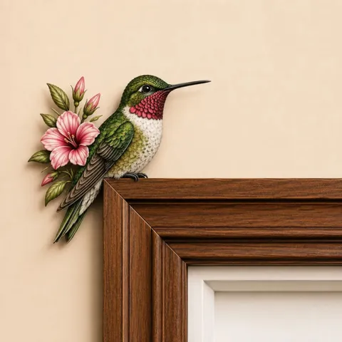3D Bird Resin Figurines Door Frame Corner Wall Decor Eagle Hummingbird Cardinal Robin Owl Woodpecker Statues Ornament Home