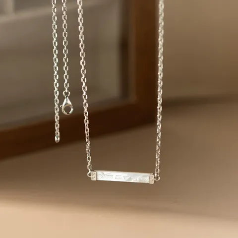 925 Sterling Silver White Shell Necklace Retro Ethnic Style Six-Word Proverb Vajra Pestle Pendant Jewelry For Women Gift