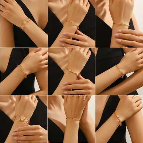 Minimalist Stainless Steel 18k Gold Plated Braided Wire Open Cuff Bracelet Bohemian Fashion Jewelry For Women Gift