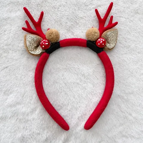 Christmas Reindeer Antler Headband Lamb Wool Cute Hair Hoop Holiday Party Hair Accessories For Children And Women