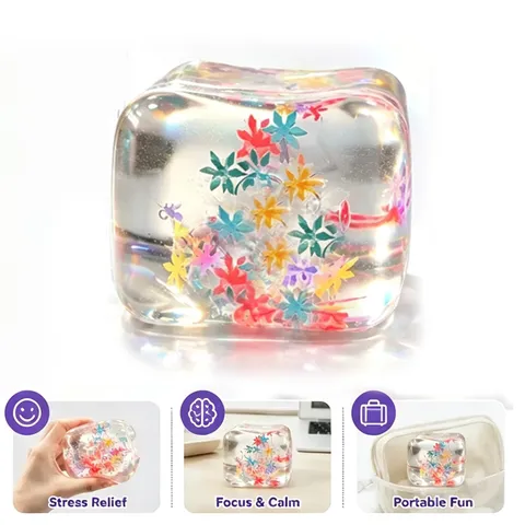 Jouet à Presser Glaçon Flocons de Neige Colorés Maltose Cube Anti-stress Transparent Jouet Sensoriel Pour Adultes Ados Bureau