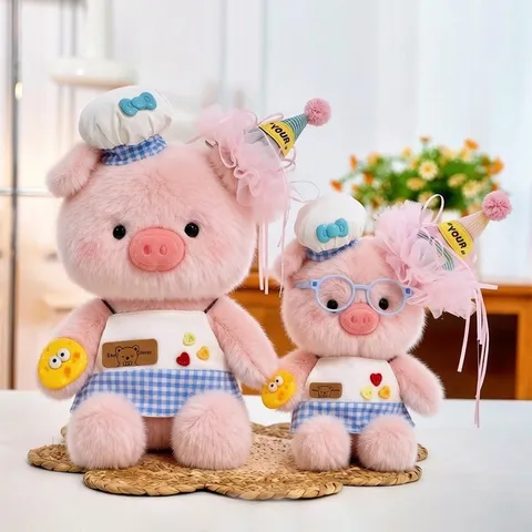 Cute Animal Chef Plush Toy Soft Bear Pig Duck Elephant Penguin Stuffed Doll With Apron And Glasses Birthday Gift For Kids