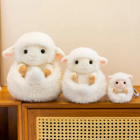 Reversible Sheep Plush Toy Cute Lamb Stuffed Animal Soft Ball Sheep Doll For Kids Gift Home Decoration White Plush Toy