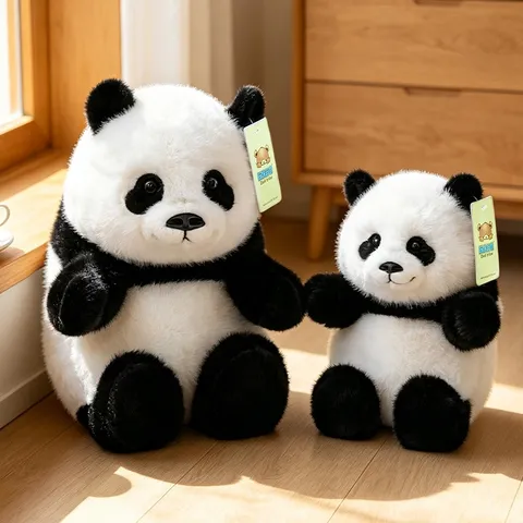 Cute Reversible Panda Plush Toy Soft Stuffed Animal Doll Cartoon Panda Ball Throw Pillow For Kids Home Bedroom Decoration Gift