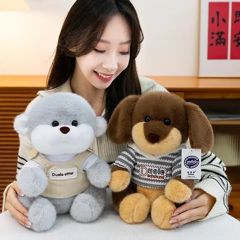 Duole Series Cute Plush Toy Stuffed Animal Otter Dachshund Dog Doll Soft Polyester PP Cotton Soothing Toy For Kids Birthday Gift Home Decoration