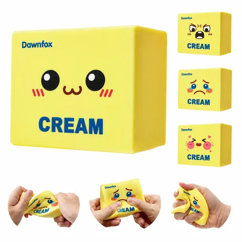 Jouet Squishy Brique de Beurre Rebond Lent Anti-stress Mousse PU Souple Cube Crème Expression Dessin Animé Jouet Fidget