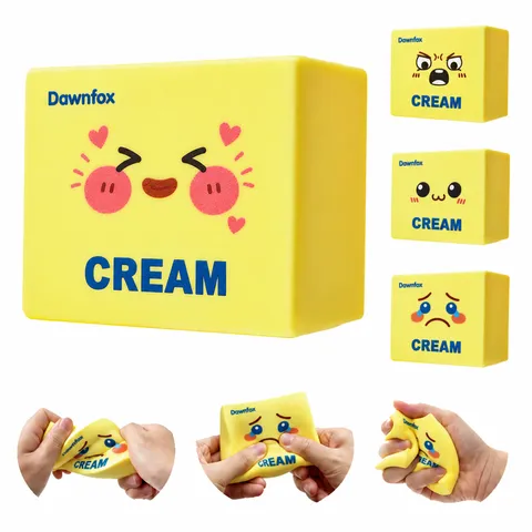 Jouet Squishy Brique de Beurre Rebond Lent Anti-stress Mousse PU Souple Cube Crème Expression Dessin Animé Jouet Fidget