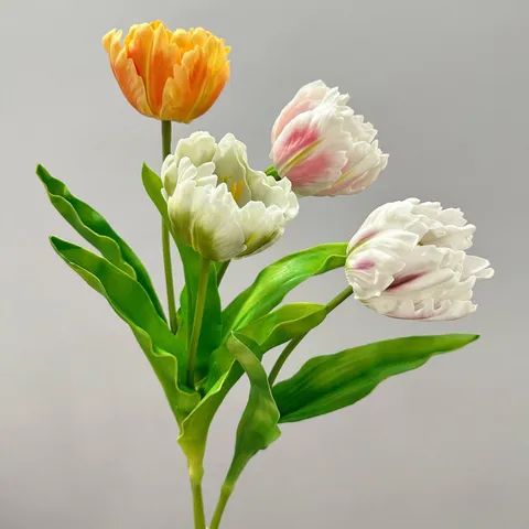 PU Parrot Tulip Artificial Flowers Touch Real Fake Floral Home Decor Photography Props Wedding Party Bouquet