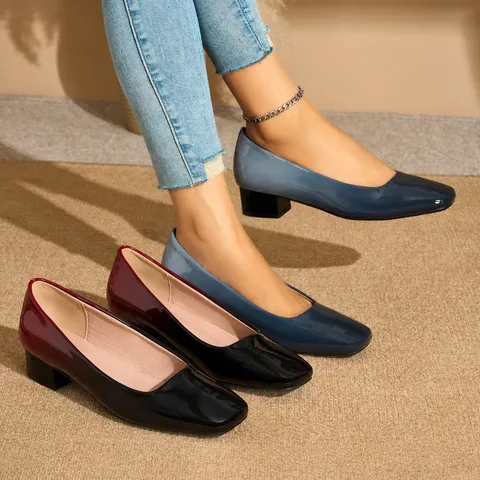 Orecchini a Bottone Eleganti Donna Punta Tacco a Blocchetto Vernice Pelle Artificiale Motivo Coccodrillo Ufficio