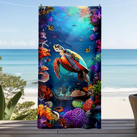 Microfiber Sea Turtle Beach Towel Quick Drying Absorbent Bath Towel Coastal Ocean Theme Print Travel Swim Towel For Adults Kids