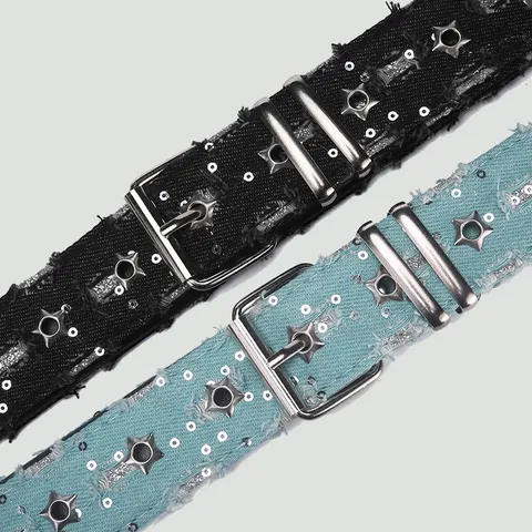 Punk Y2K Star Hollow Out Rivet PU Leather Belt Unisex Casual Fashion Waist Belt With Metal Pin Buckle
