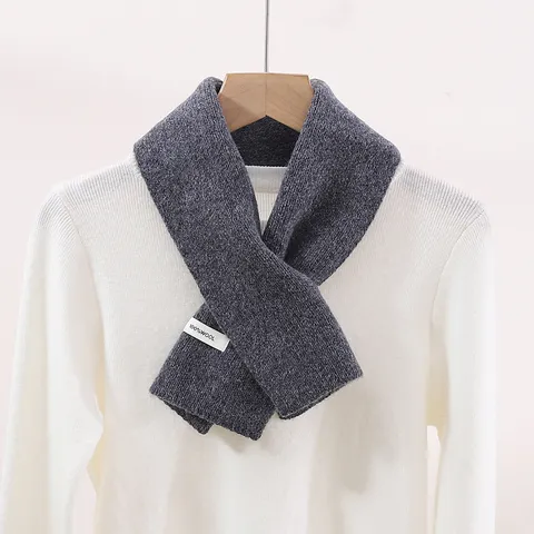 100% Pure Wool Cross Scarf Women Autumn Winter High-End Warm Neck Protector All-Match Neck Warmer Lazy Fashion Knitted Scarf
