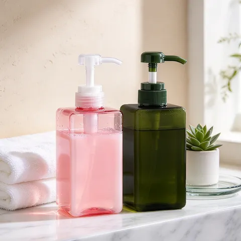 Flacone Dispenser per Lozione Quadrato Ricaricabile in Plastica Vuoto per Shampoo Sapone Lavaggio Mani Accessori per Bagno Hotel
