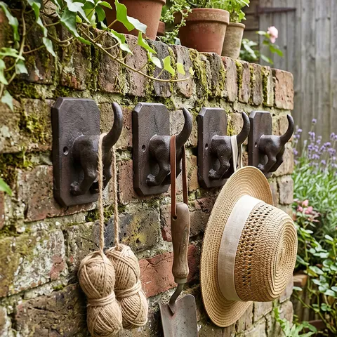 Gancho de Pared de Hierro Fundido Creativo de Cola de Perro Rústico Americano Decorativo Vintage Soporte de Llave de Metal Colgador